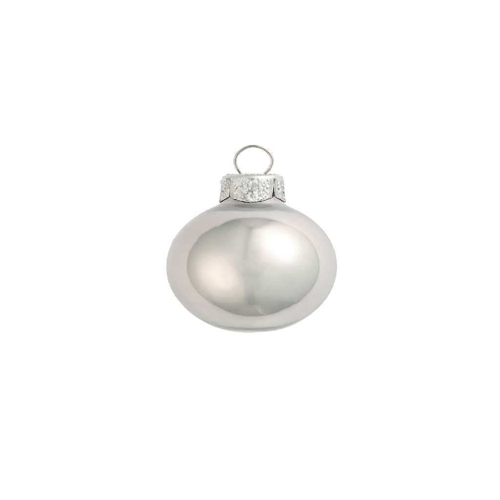 Glass Pearl Christmas Ball Ornaments - 2" (50mm) - Silver - 28ct