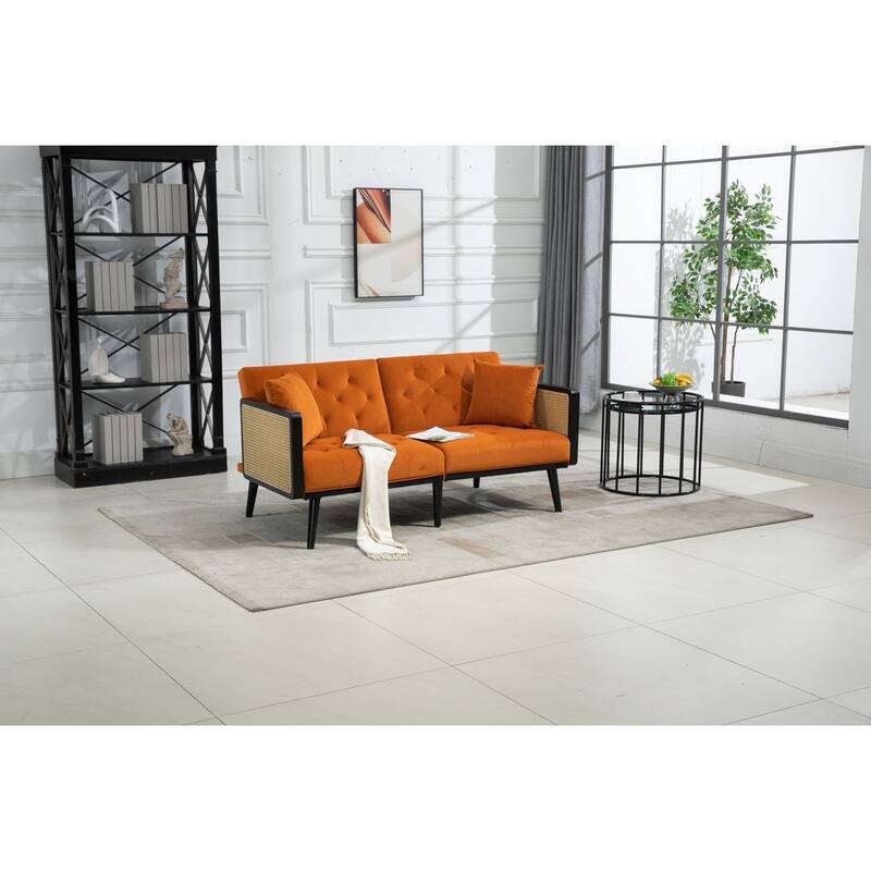 Accent Folding Sofa Bed Loveseat Metal Legs Pushback Living Room Study