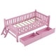 preview thumbnail 12 of 22, Twin Size Platform Bed with 2 Storage Drawers and Guardrail, Montessori Kids Wood Bed, No Box Spring Required