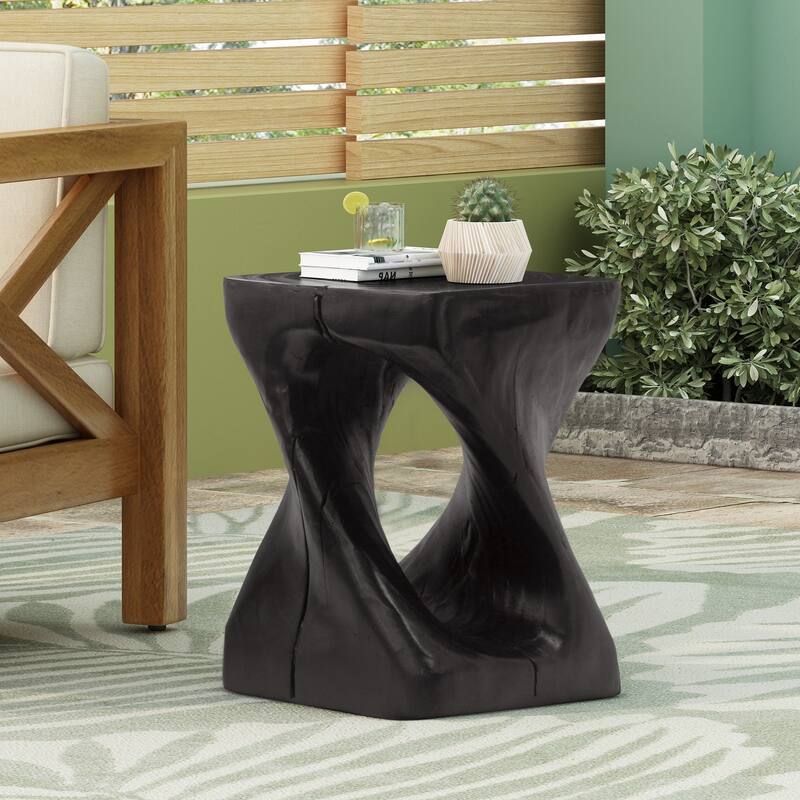 Modern Twist Shape End Table for Indoor and Outdoor - Black