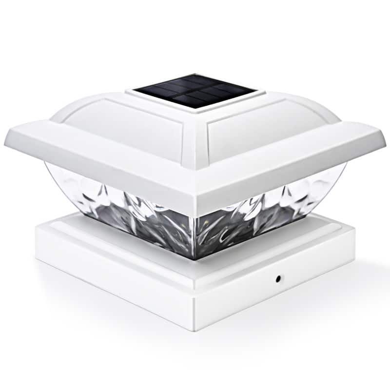 FKHouse Solar Powered White Outdoor Fence Post Cap Light
