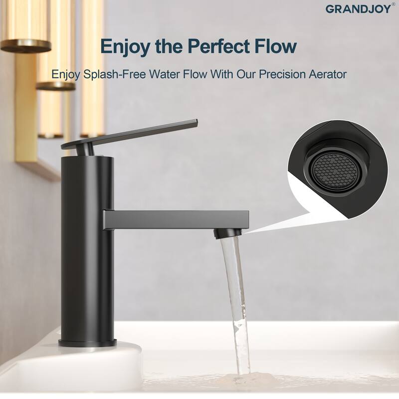 GRANDJOY 2-Pack Modern Single Handle Bathroom Vanity Faucet, Single-Hole Installation