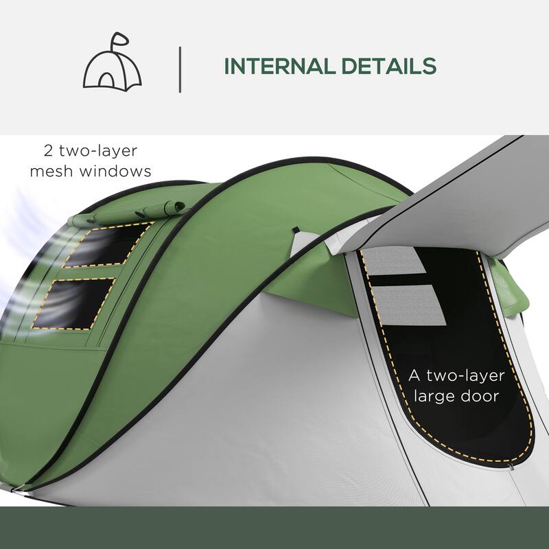 Outdoor Pop Up Tent, Instant Camping Tent with Porch and Carry Bag