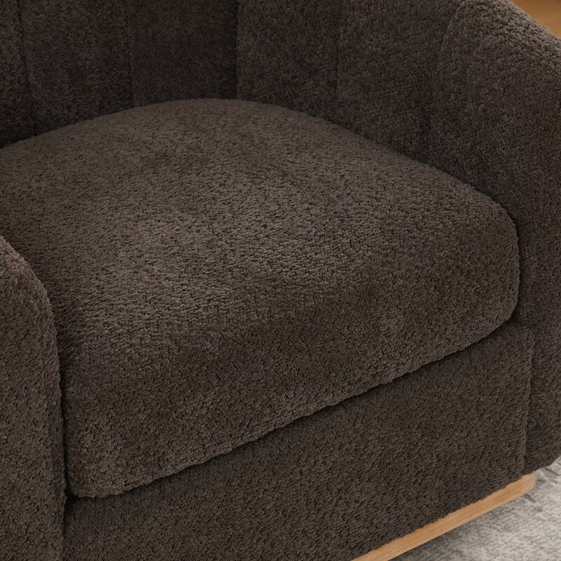 Modern Cushioned Metal Base 360° Swivel Chair, Upholstered Barrel Chair, Club Armchair for Living Room, Family Room, Bedroom