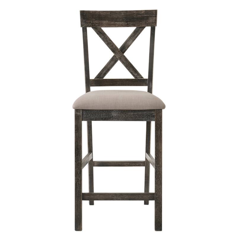 Tan and Weathered Grey Counter Height Stools with Cross Back (Set of 2)