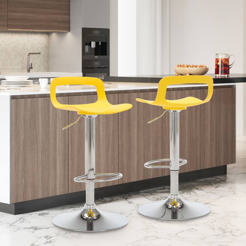 Adjustable Barstools Airlift Counter Bar Pub Height Stools with Plastic Seat Set of 2