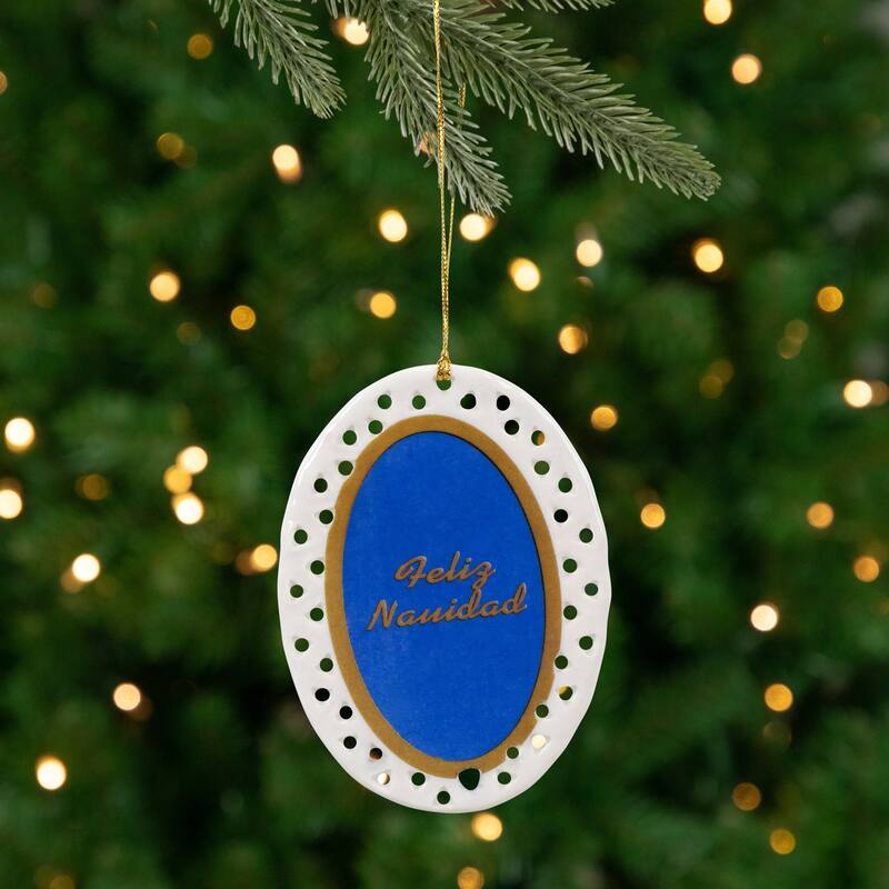 Club Pack of 192 Ivory Blue Jesus with Mary Christmas Ornaments 3.75"