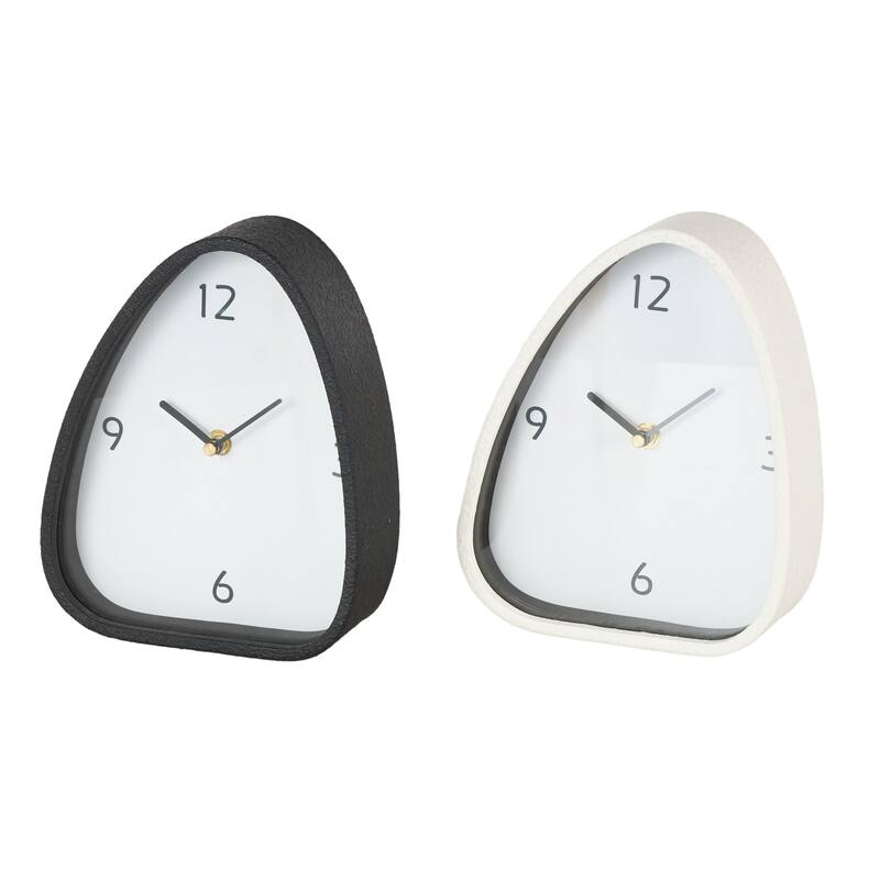 Metal Textured Clock with Gold Accents - Set of 2 Multi Colored - Roche River Decor