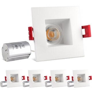 Luxrite 2 Inch Square LED Recessed Light with Junction Box, 8W (50W ...