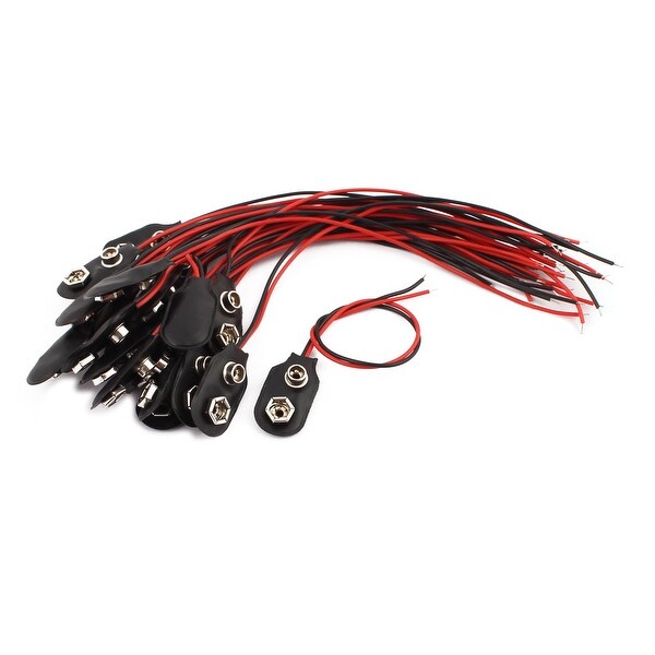 20Pcs DC9V Battery Clip Faux Leather Shell Buckle Connector Lead Wire 15cm Long