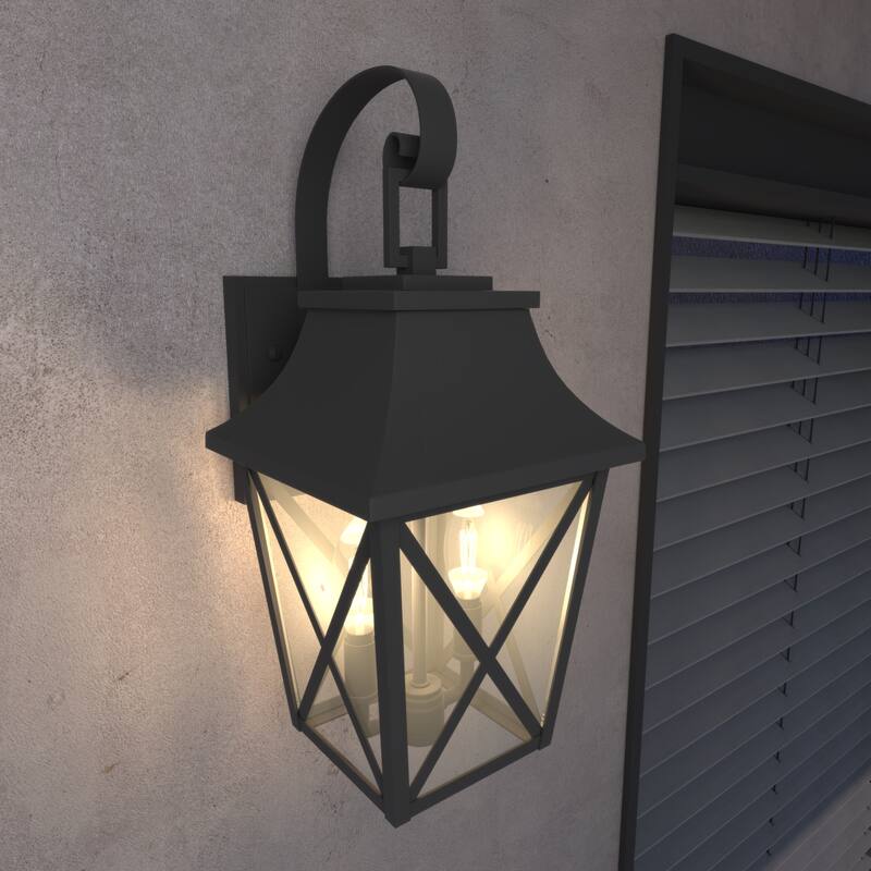 Anmytek Black Outdoor Wall Lantern Weatherproof Coastal Farmhouse Porch Light Clear Glass Exterior Lighting - Black