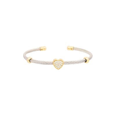 Juvell Gold Plated Cubic Zirconia Heart Cuff