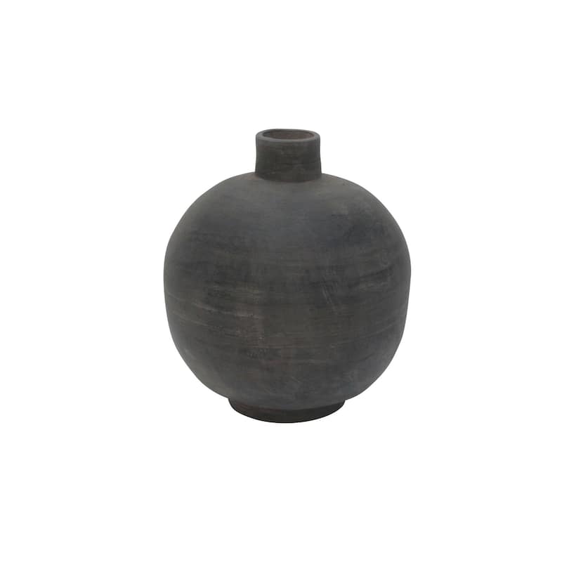Artissance Pottery Round Vase, 12 Inch Tall, Gray