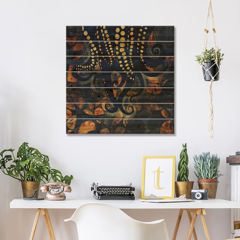 Metallic Ocean I Print On Wood by SpaceFrog Designs - Multi-Color