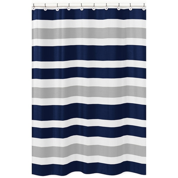 Navy Blue and Gray Stripe Shower Curtain. Opens flyout.