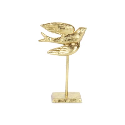Flying Swallow on a Pole Tabletop Decoration - Gold - 8.75"