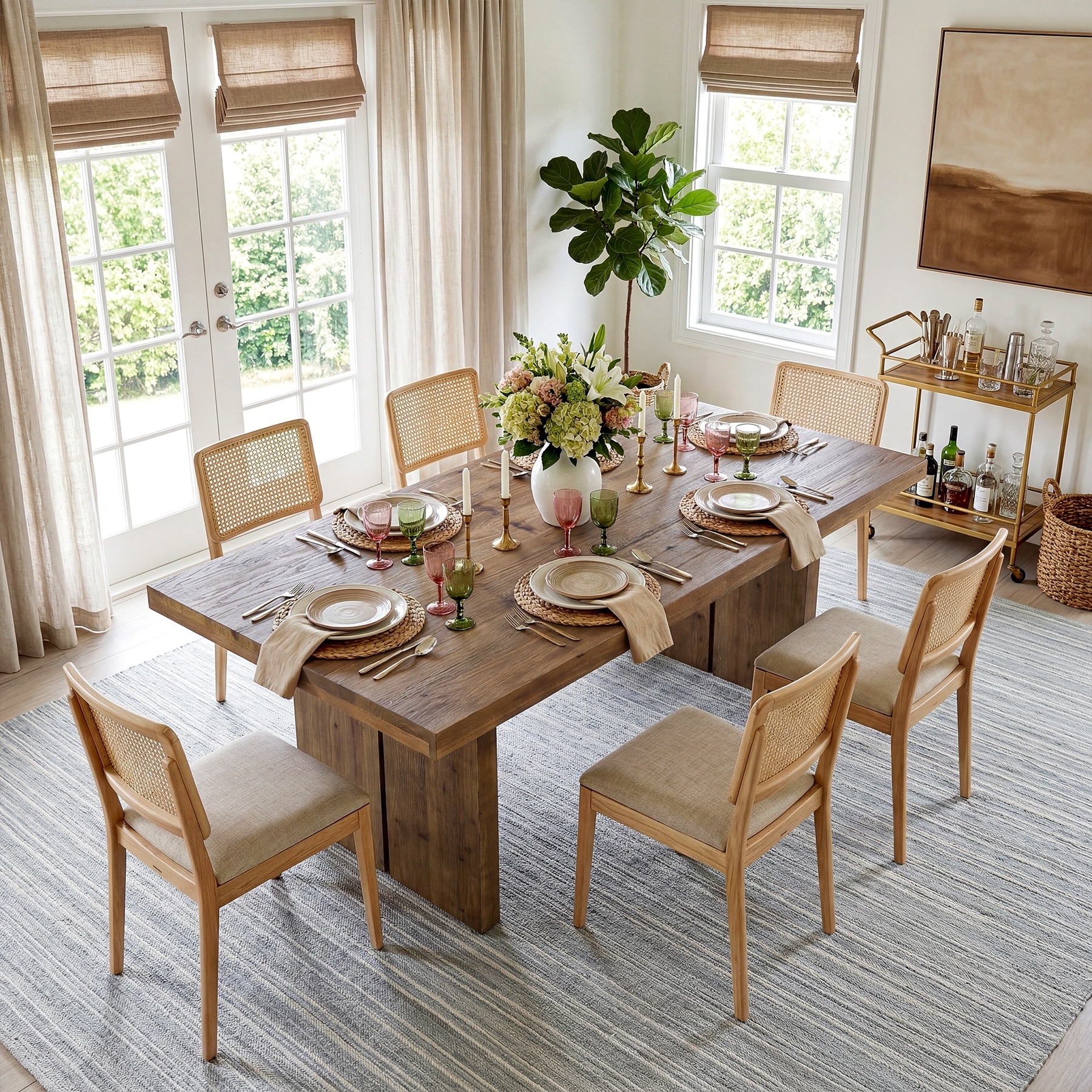 63'' Farmhouse Solid Wood Dining Table for 4-6