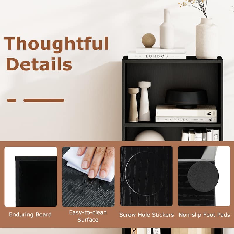 Gymax 3-Tier Cube Bookcase Modern Open Bookshelf w/ Adjustable Shelves - See Details