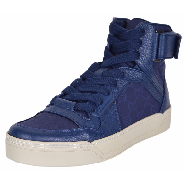 Shop Gucci Men&#39;s Blue Nylon GG Guccissima High Top Sneakers Trainers Shoes 7 - Free Shipping ...