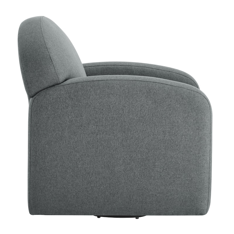 Gray Fabric Swivel Chair 33 Inch Edie Collection Barrel Style Removable Cushion