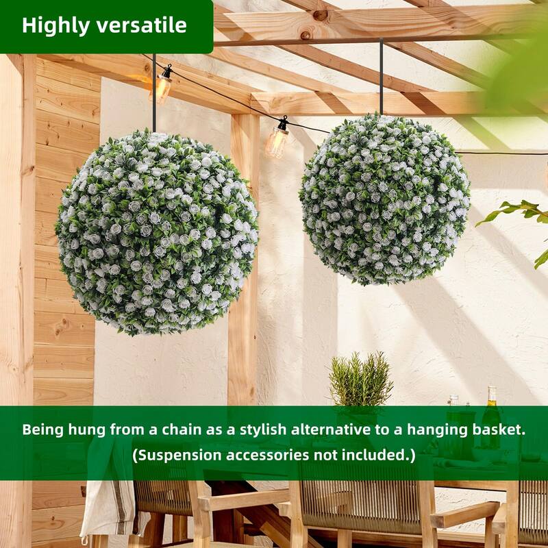 Flower Topiary Ball Decorative Balls 2PCS, Artificial Topiary Balls, for Outdoor Patio Garden and Indoor