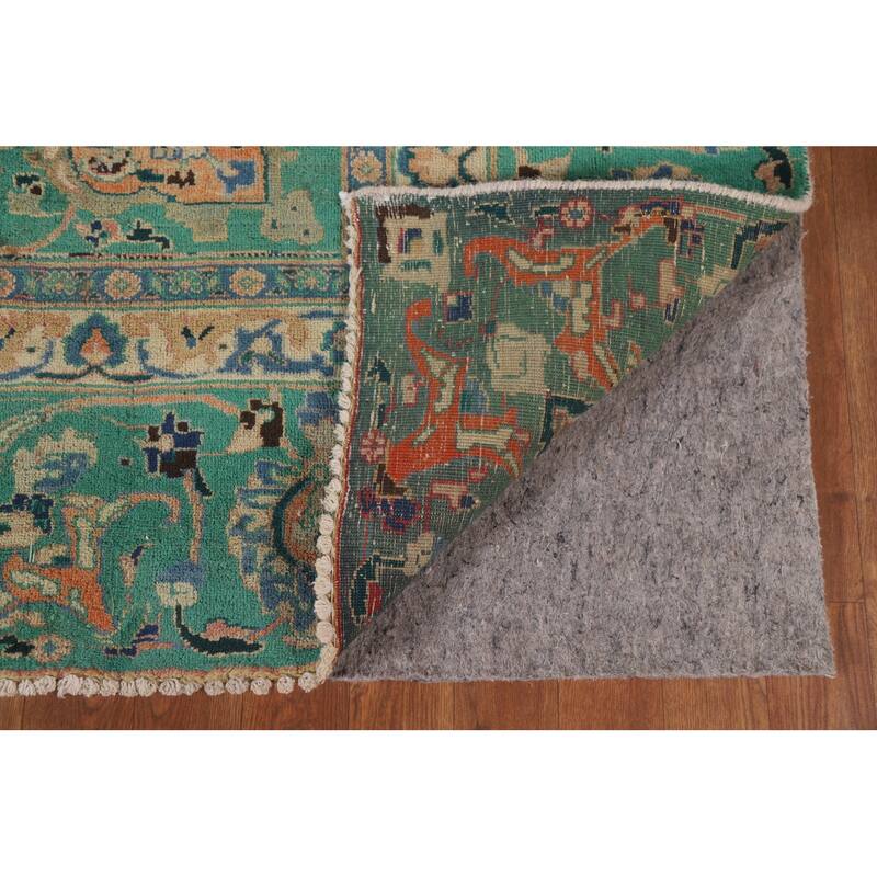 Hand Knotted Oriental 100% Wool Carpet Traditional Floral Coral Mashad Area Rug - 11' 3'' X 8' 11''