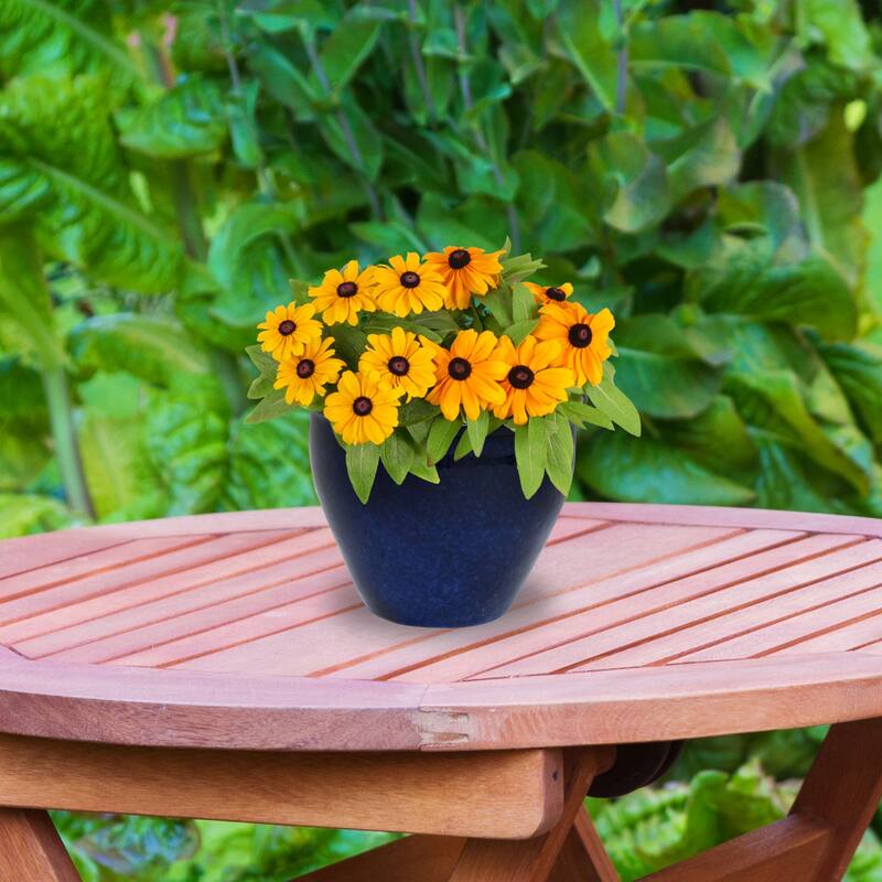 Sunnydaze Set of 2 Chalet High-Fired Glazed Ceramic Planters