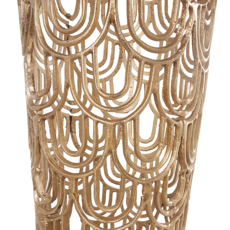 Gold Aluminum Metal Art Deco Inspired Arched Geometric Vase