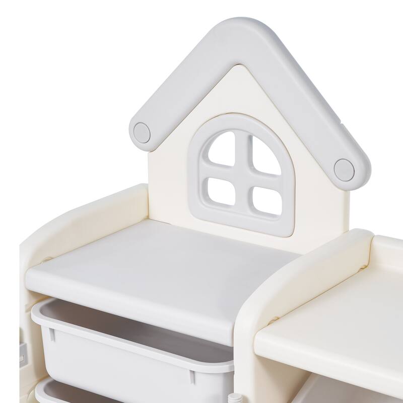 Kids Toy Storage with Bookshelf, 4-Tier Toy Storage Organizer