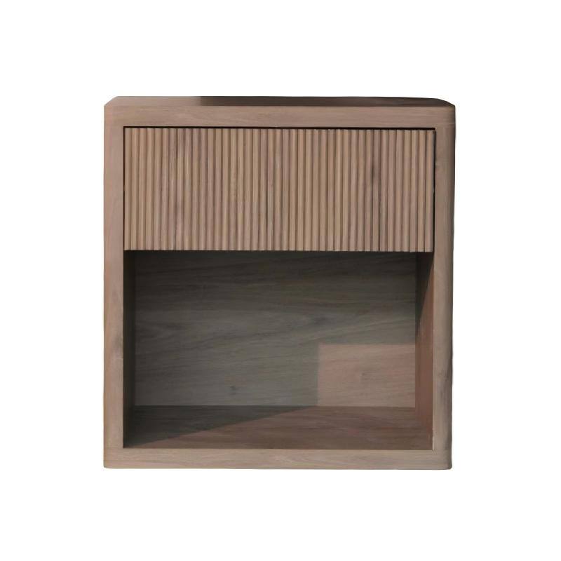 Nightstand with Drawer Storage Fluted Bed Side Table, Large Modern Wide Bedside Stand Mid Century Night Stands