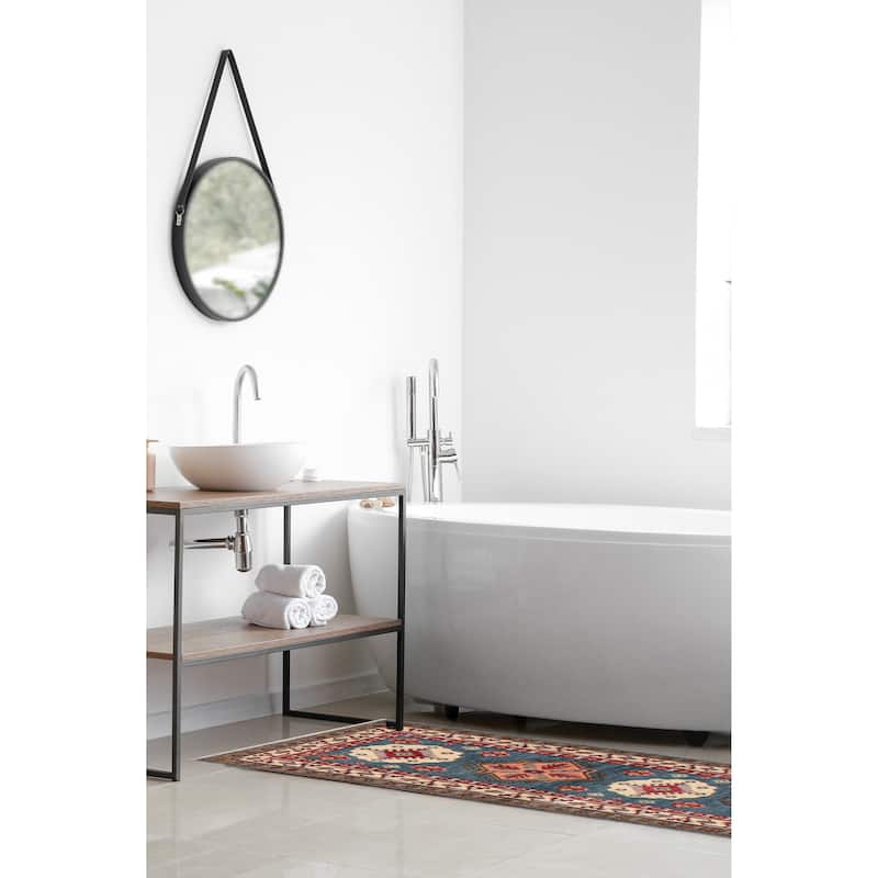 ECARPETGALLERY Hand-knotted Uzbek Ghazni Blue Wool Rug - 2'8 x 9'9