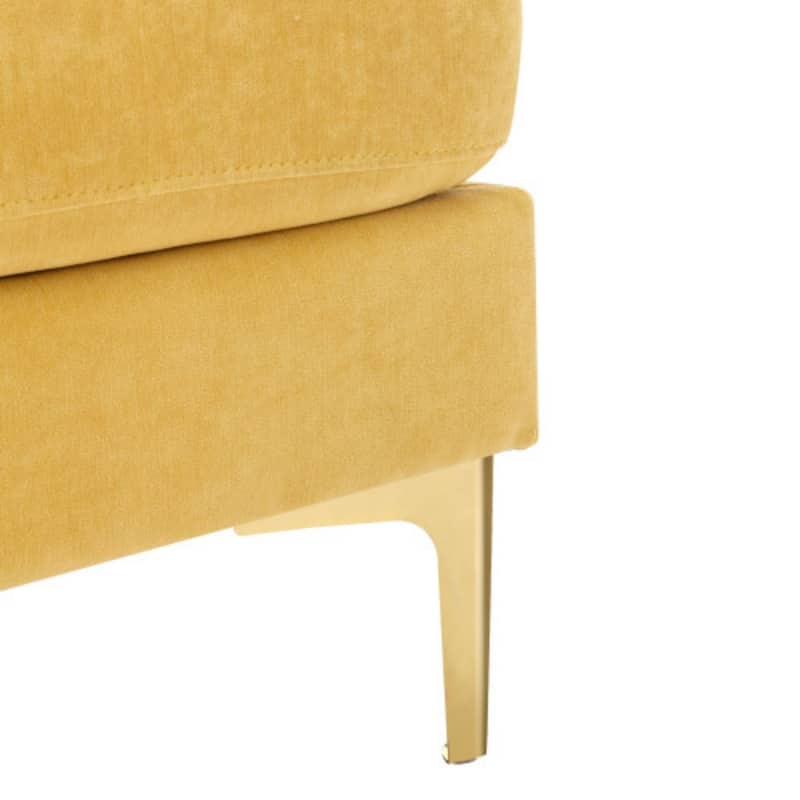 U-Shape Convertible Sectional Sofa with Movable Ottoman and Gold Metal Legs