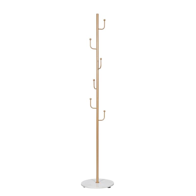 Maypex 64.5 in.Freestanding Metal Coat Rack with Round Quartz Stone Base