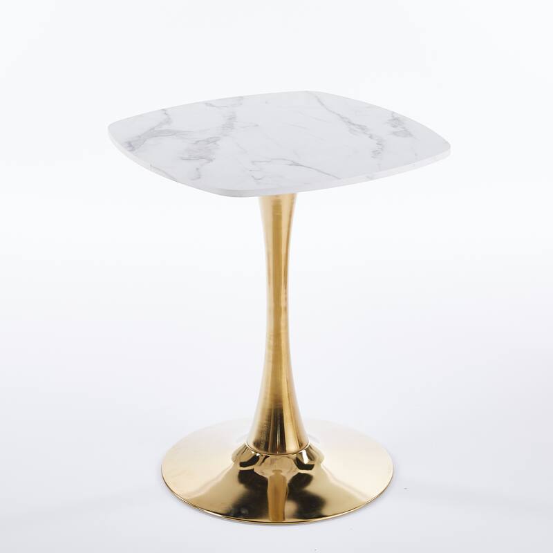Small Square Dining Table for 2-4 People, Coffee Table with MDF Top & Metal Pedestal, Tulip Table for Living Room, Small Spaces