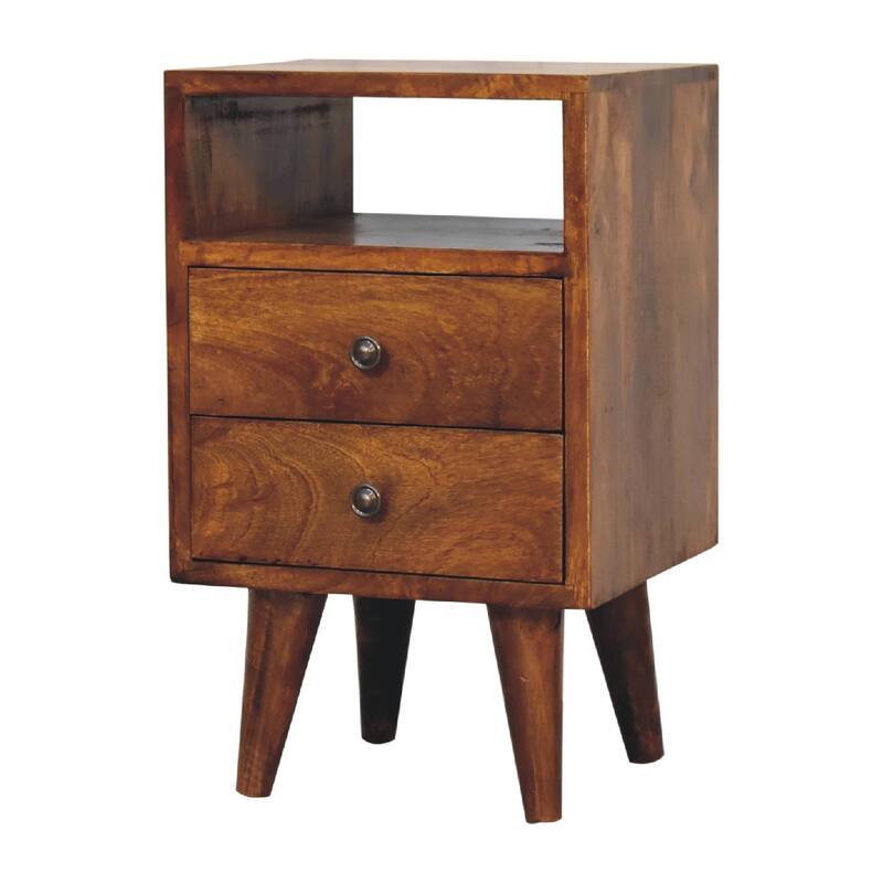 Mid Century Modern Style Drawer Nightstand With Open Shelf,Wooden