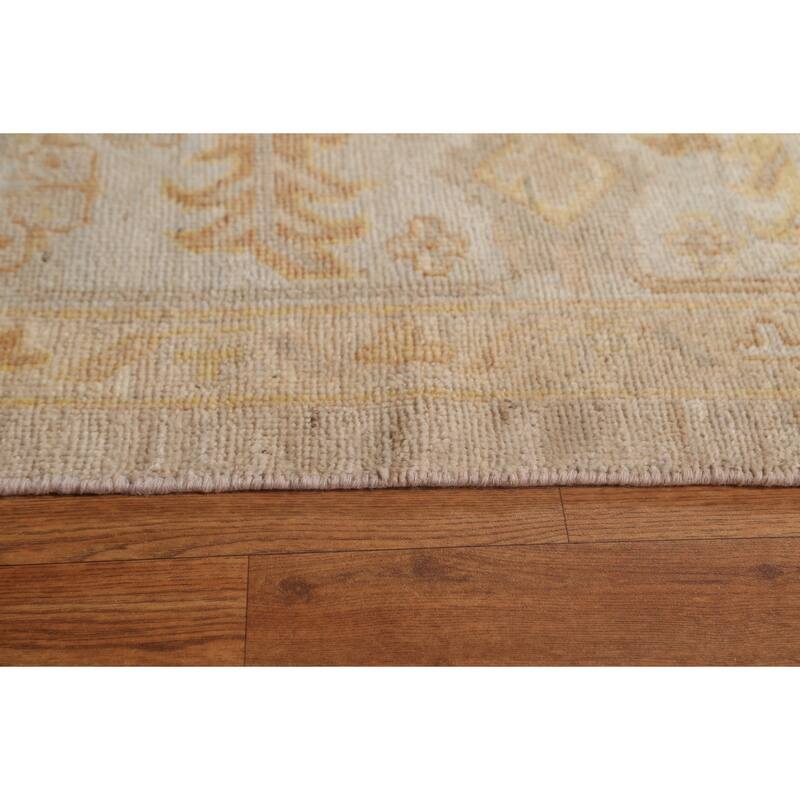 Vegetable Dye Oushak Turkish Wool Area Rug Handmade Oriental Carpet - 9'2" x 11'11"