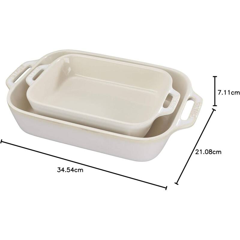 2 Piece Ceramic Stoneware Casserole Dish Set Non-Stick Rectangular Baking Dishes Oven Safe