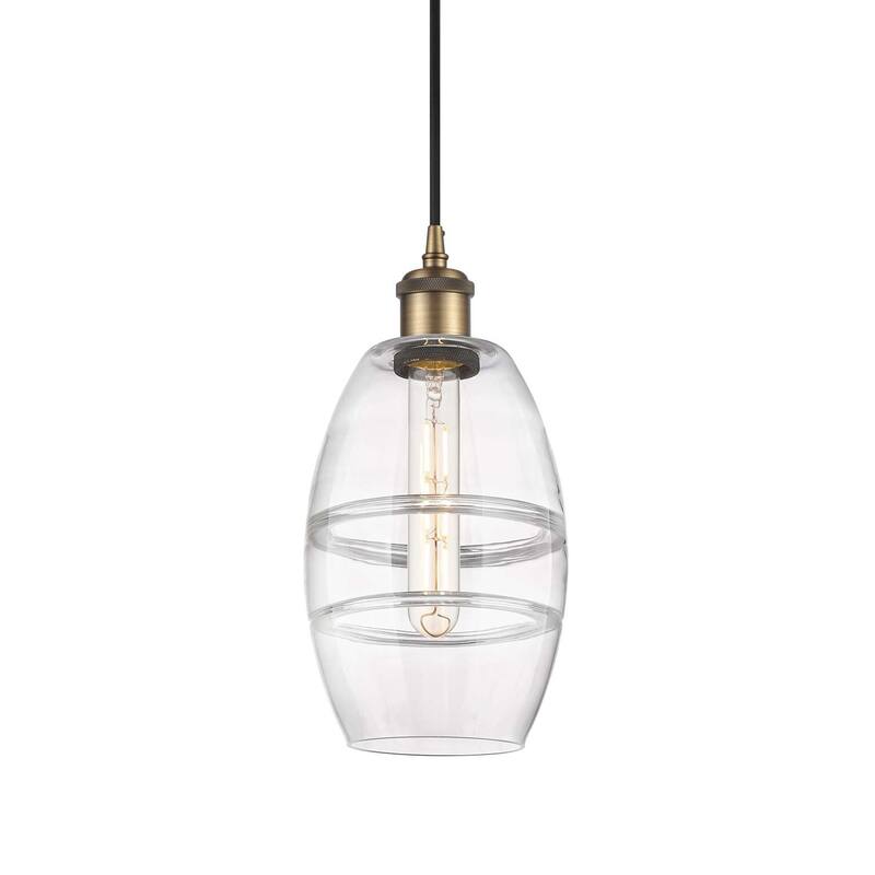 Innovations Lighting 516-1P-9-6 Vaz Pendant Vaz 6" Wide Mini Pendant - Brushed Brass / Clear