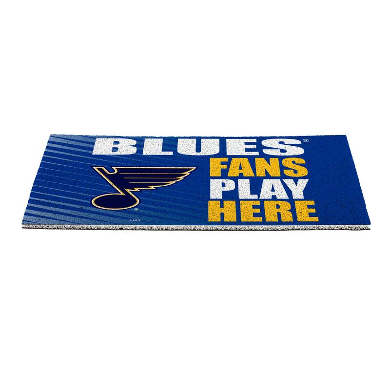 28 in. x 16 in. St Louis Blues "Fans Play Here" PVC Door Mat