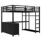 preview thumbnail 7 of 9, Full Size Loft Bed with L-shaped Desk, Built-In Wardrobe and Storage Shelves, Metal Bed Frame with Guardrails for Esports, Work