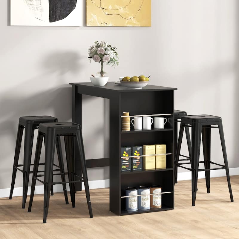 Bar Table With 3 Storage Shelves