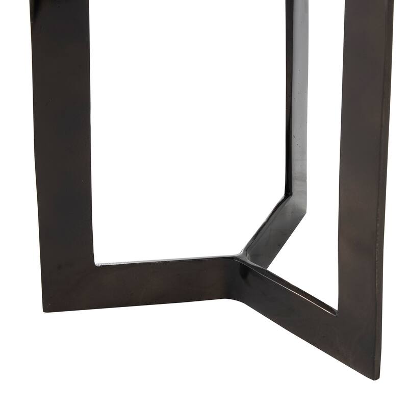 Gold or Black Aluminum Metal Geometric Accent Table with Black Marble Tabletops (Set of 3)