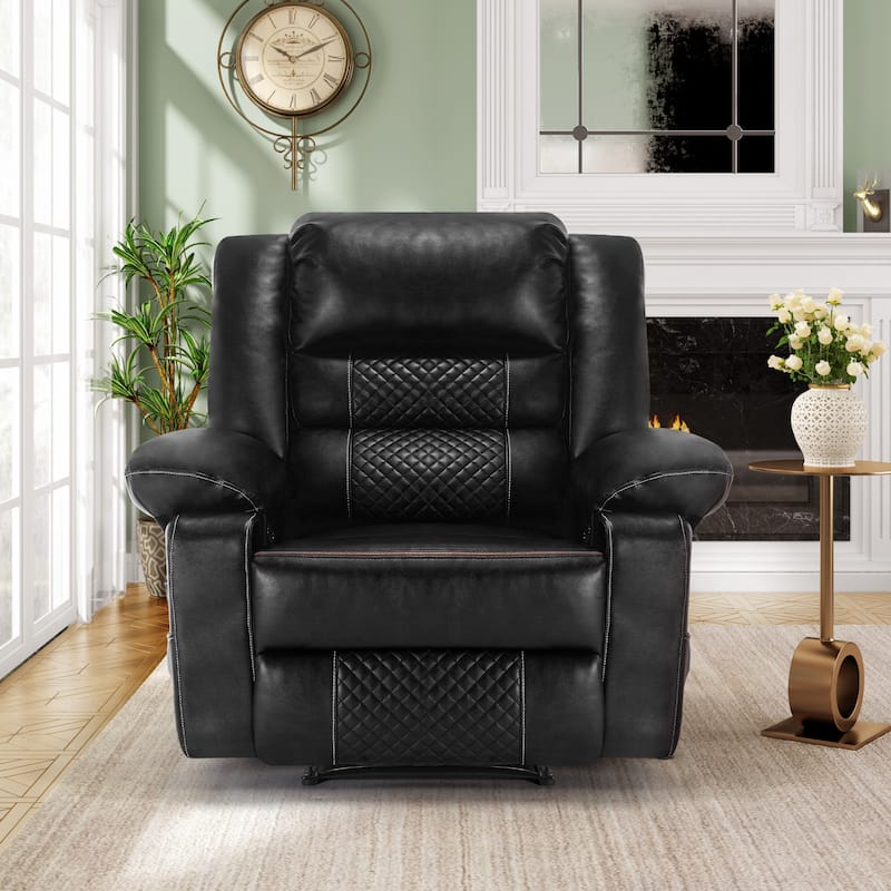 Manual Reclining Chair with 8-Point Vibration Massage, Lumbar Heat, and Durable Wood-Steel Frame for Living Room Comfort