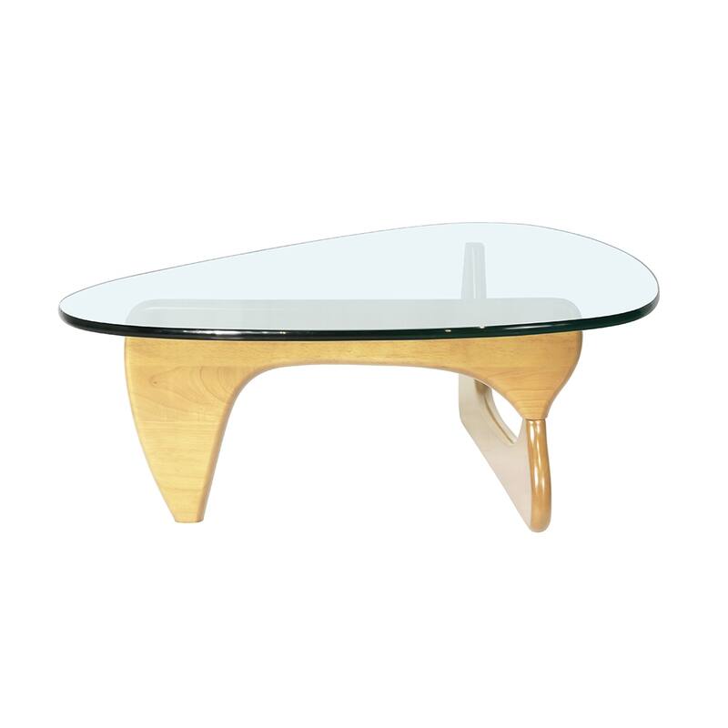 50"L Triangle coffee table Wood Base for living room