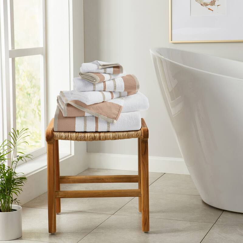 Linery & Co. Luxury Cotton Decorative Towel Set. - 6 Piece Set - Dusty Rose / Cappuccino.