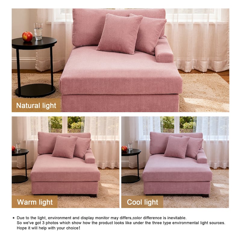 Modern Corduroy Indoor Chaise Lounge Couch with Pillows