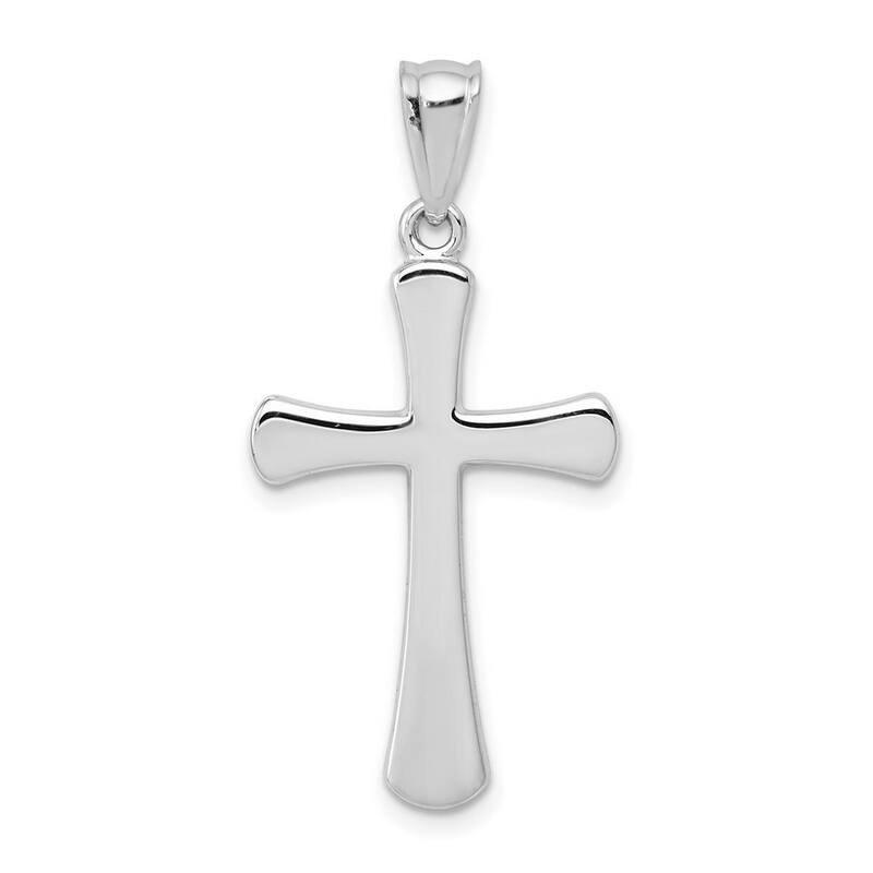 Curata 14k White Gold 18" Polished Smal Rounded Cross Necklace - 23x16mm