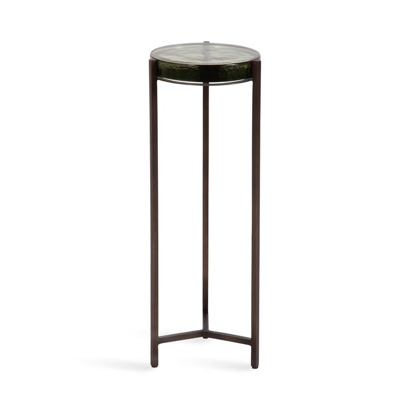 Kate and Laurel Aguilar Glam Drink Table - 9x9x23 - Bronze/Green Glass