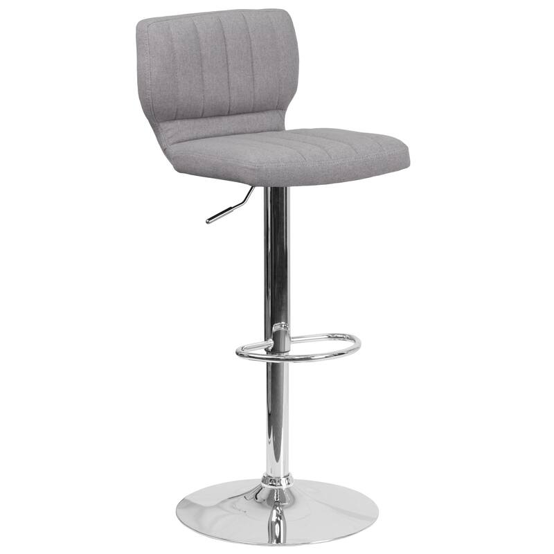 Contemporary Chrome Adjustable Bar Stool - 16.5"W x 19"D x 34.5" - 43"H