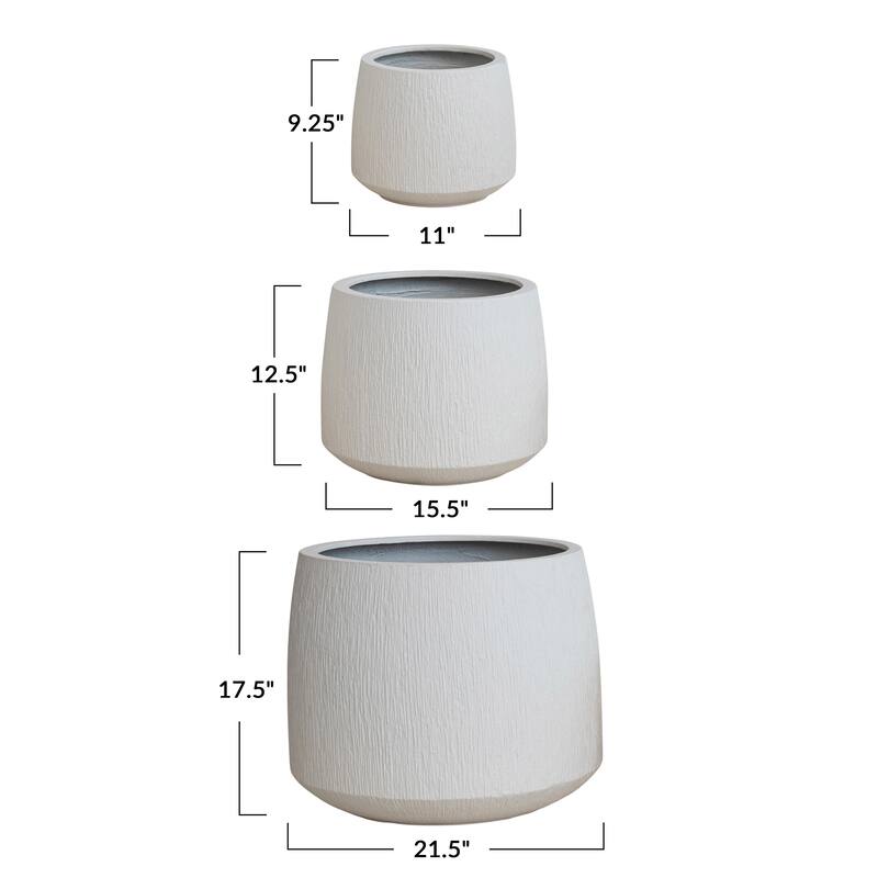 3-Piece Grooved Eco Stone Planters